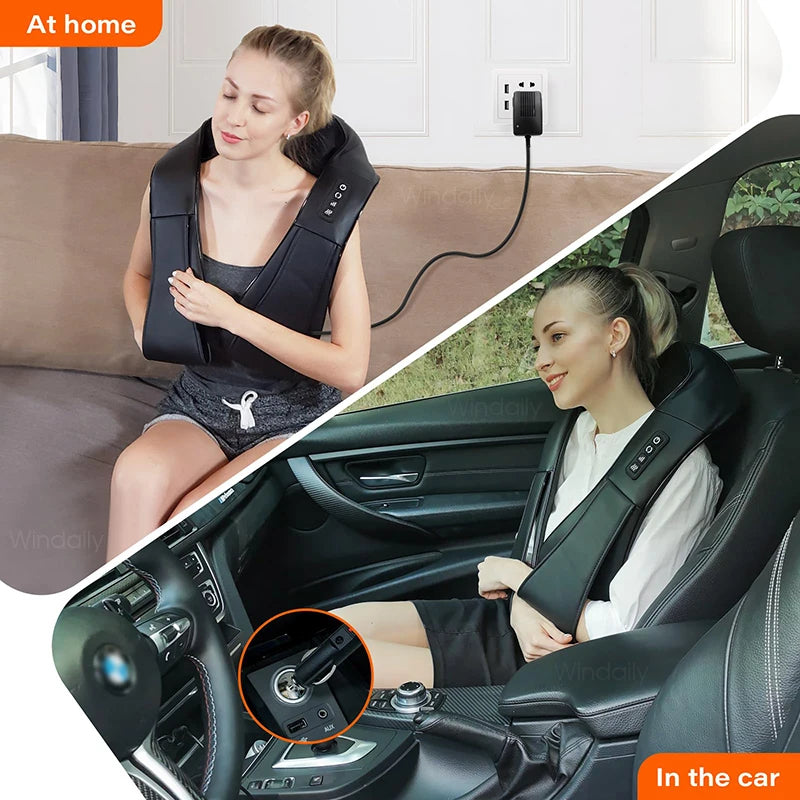 4D Shiatsu Neck & Shoulder Massager with Heat | Home & Car Shiatsu Massager Qst