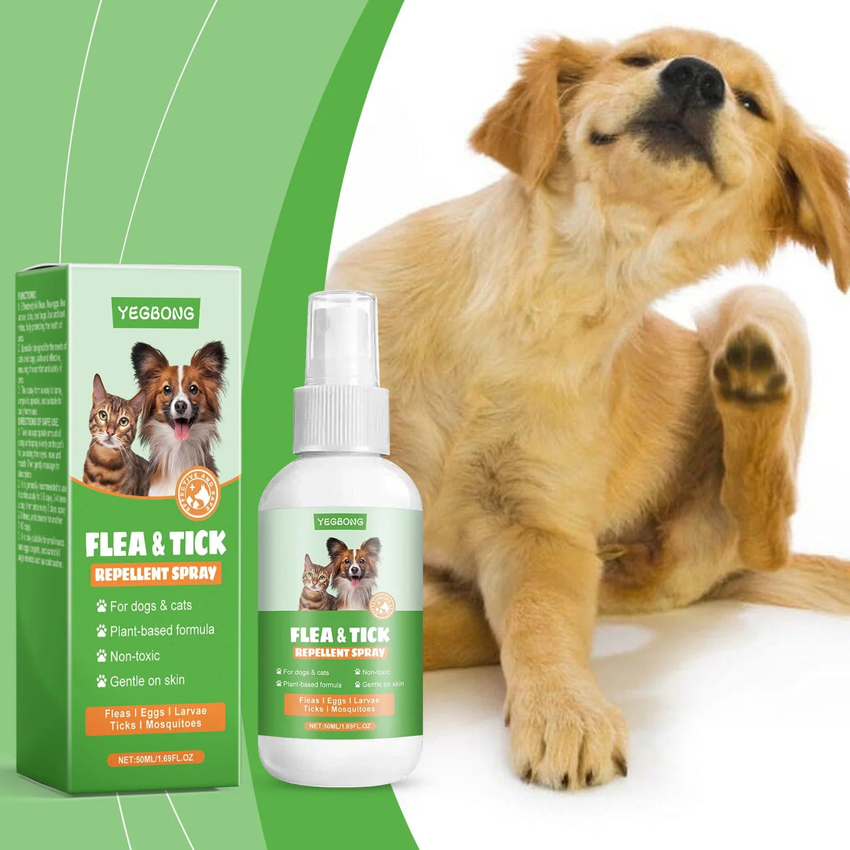 Pet Flea & Tick Repellent Spray for Dogs & Cats | Qme Pet Flea Tick Spray Qme