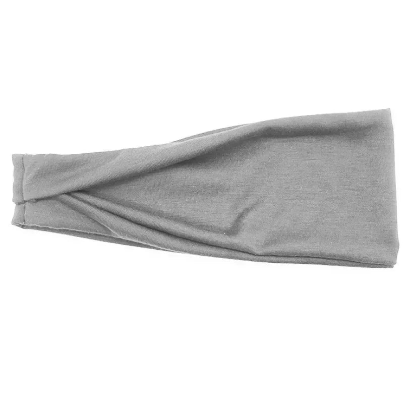 Women's Twisted Knot Cotton Wide Turban Headband – 19 Colors Turban Headband Qme GRAY 10cm-22cm