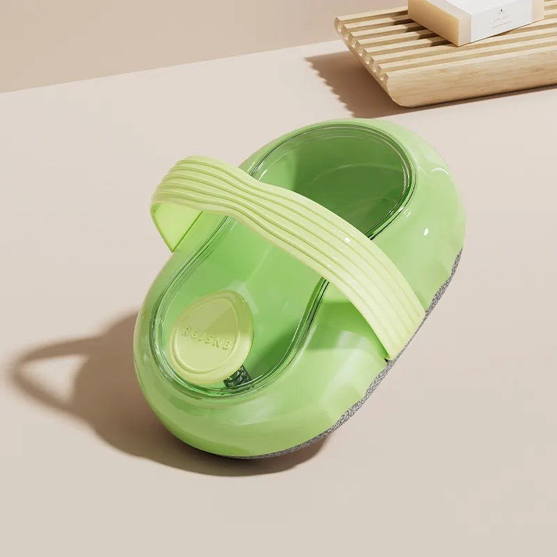 Portable Soft Skin Cleansing Brush with Liquid Dispenser Bath Cleansing Brush Qme green