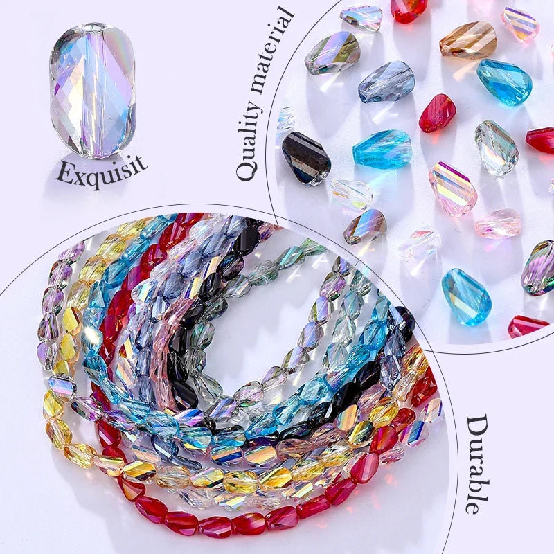 Faceted Glass Twisted AB Spacer Beads – DIY Jewelry Making Glass Craft Beads Qme