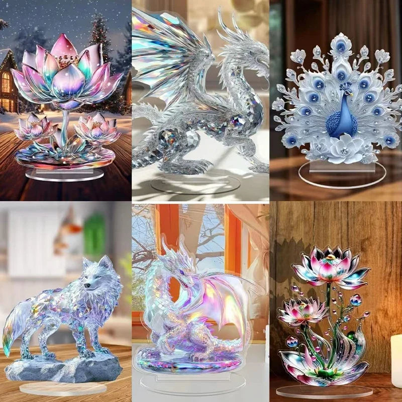 Peacock Figure Desktop Ornament | Office & Housewarming Decor Desktop Figurine Qme