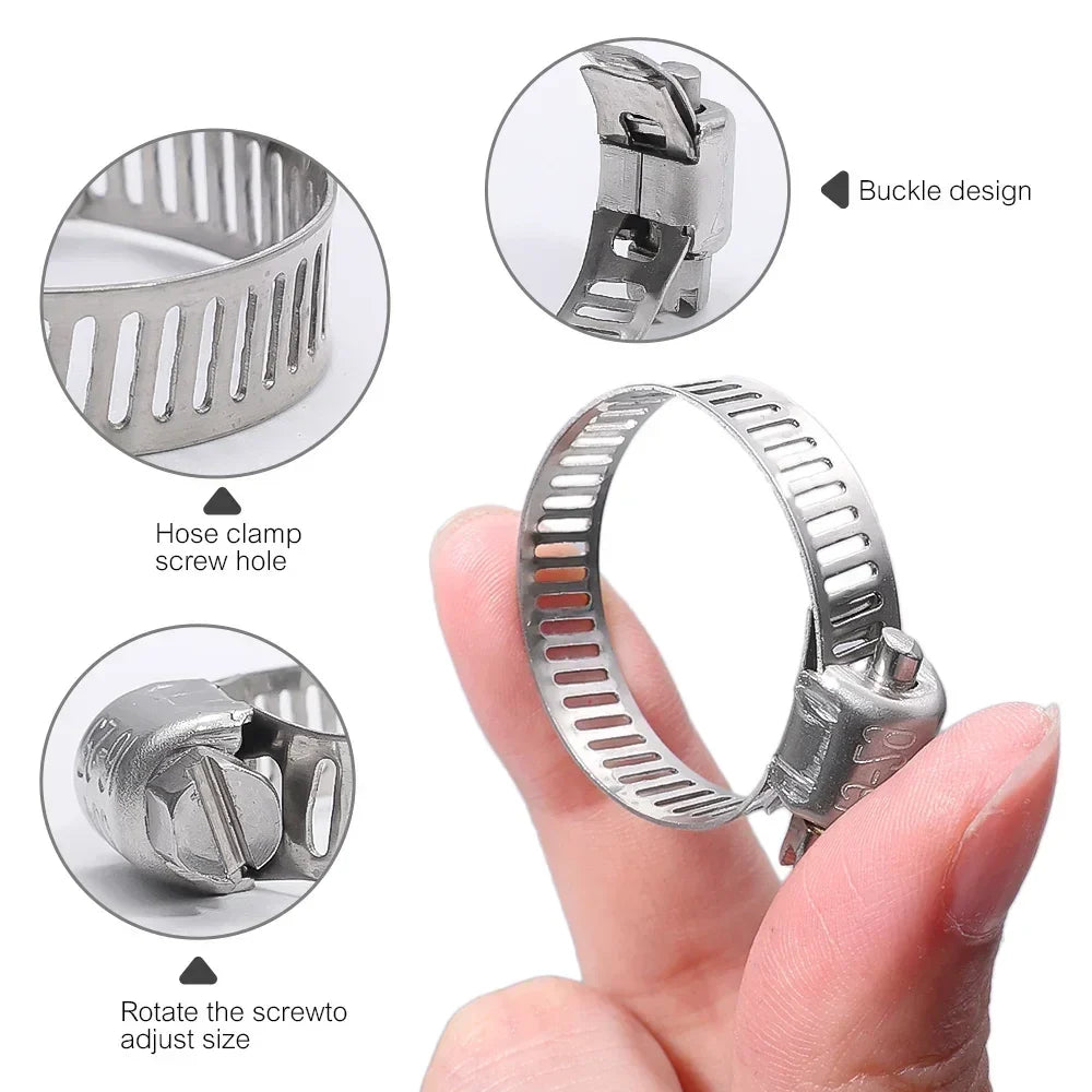 Stainless Steel Adjustable Screw Band Hose Clamps – 9 Sizes Hose Clamps Qme