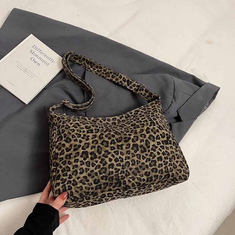 Women's Leopard Print Large Capacity Shoulder Crossbody Bag Shoulder Crossbody Bag Qme Khaki