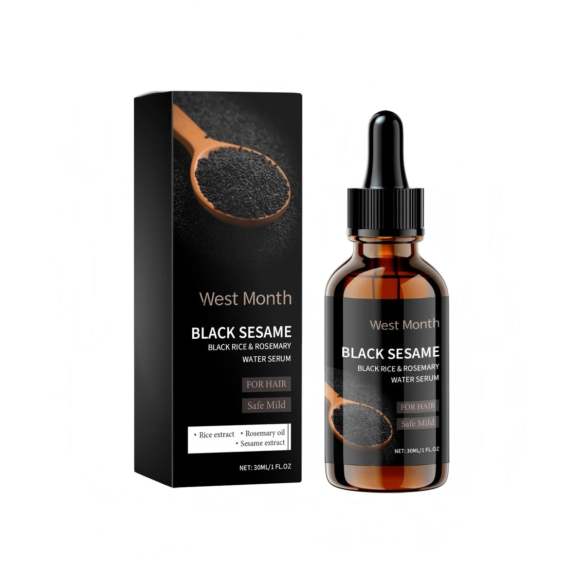 West Month Black Rice Rosemary Hair Growth Serum 30ml Hair Growth Serum Qst 30ml Boxed