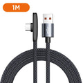 USB-C 100W 6A 90° Braided Fast Charging Cable 1M/1.5M/2M USB-C Charging Cable Qme Black 1m