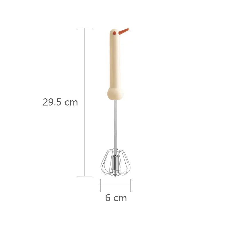 Semi-Automatic Stainless Steel Egg Beater & Whipped Cream Mixer Manual Egg Beater Qme Beige