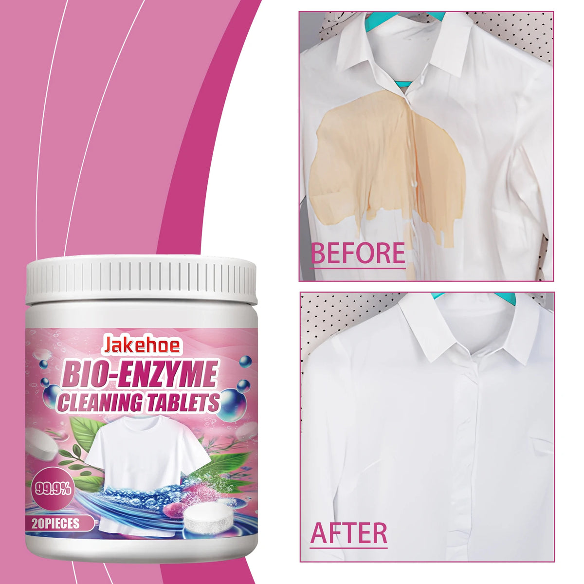 Jakehoe Clothing Stain Remover Effervescent Tablets Laundry Stain Remover Qst
