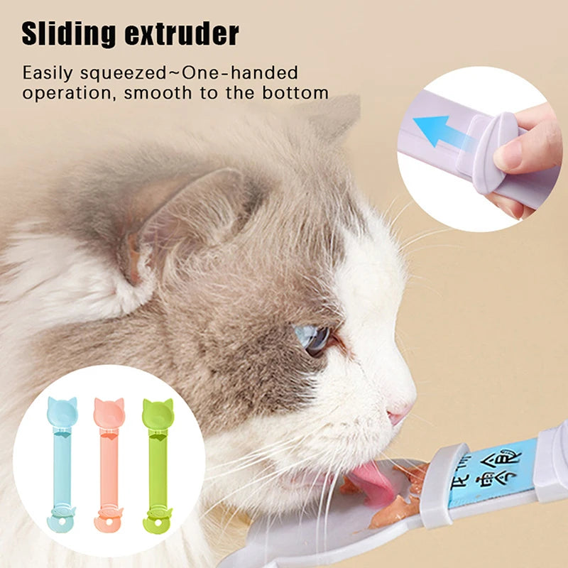 Long Handle Cat Treat Squeeze Feeder Spoon – Pet Food Dispenser Cat Treat Feeder Qst