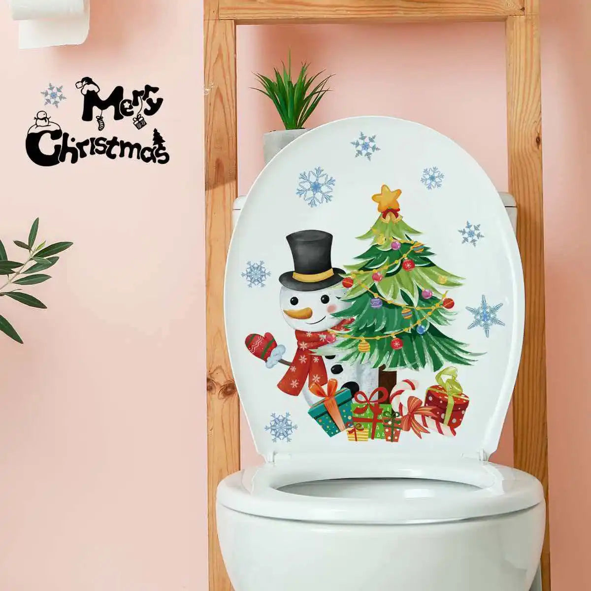 Christmas Snowman Snowflake Wall & Toilet Sticker Decals | Qme Decorative Wall Sticker Qme MULTI