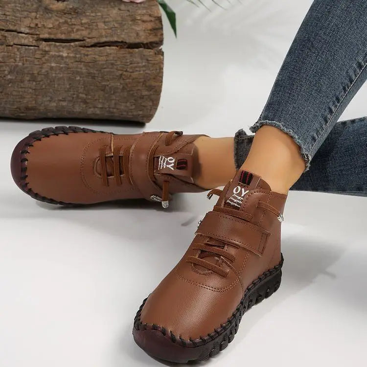 Women's Winter Plush-Lined Ankle Boots – Platform & Waterproof Women's Ankle Boots Qst Brown CN 43(Insole 26.5 cm