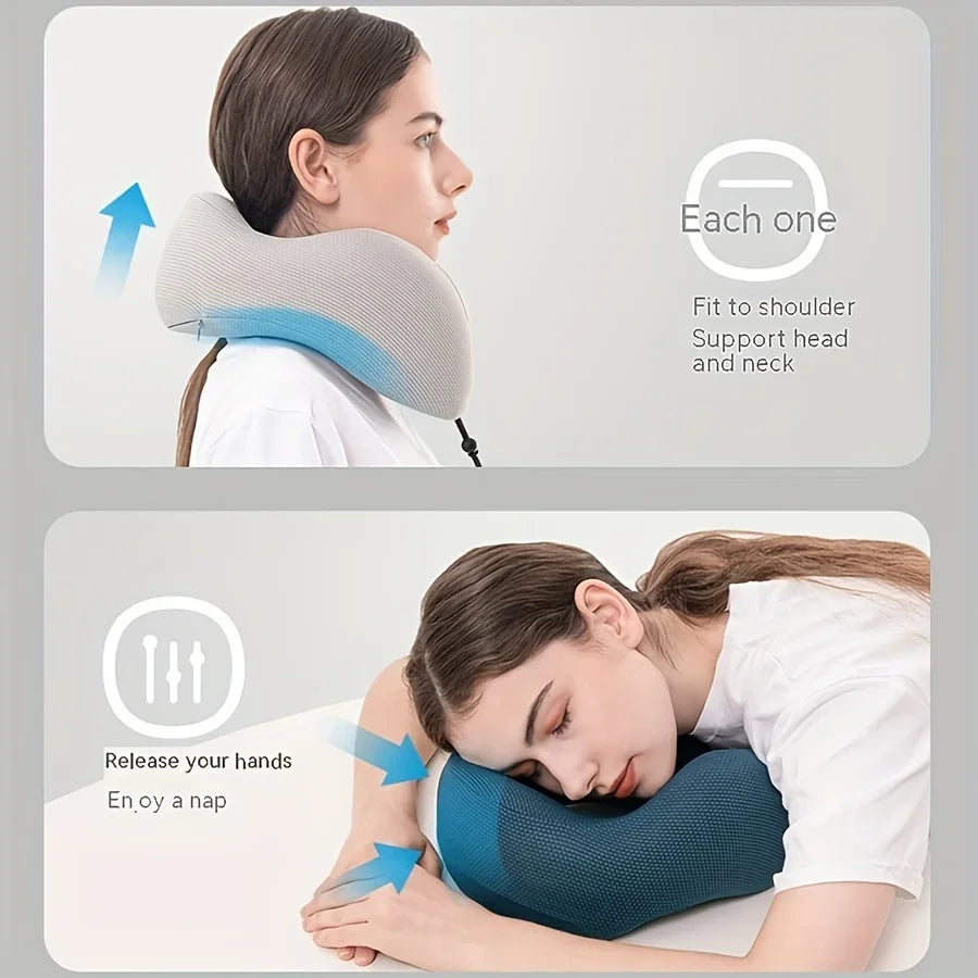 U-Shaped Memory Foam Travel Neck Pillow – Camping & Office Travel Neck Pillow Qme