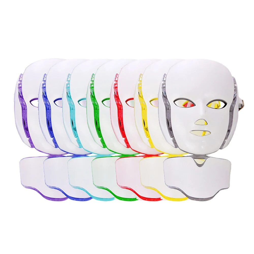 7-Color LED Face & Neck Mask – 192 LEDs Light Therapy Device LED Light Therapy Mask Qst