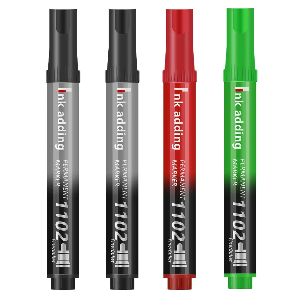 Permanent Waterproof Oily Marker Pens 2-3mm Nib | 7 Colors Permanent Marker Pens Qme 2black 1red 1green