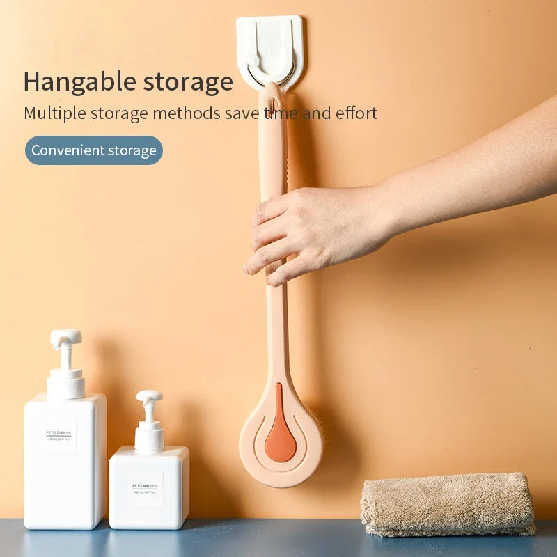 Long Handle Bath Brush – Soft Bristles & Massage Ball Bath Body Brush Qme