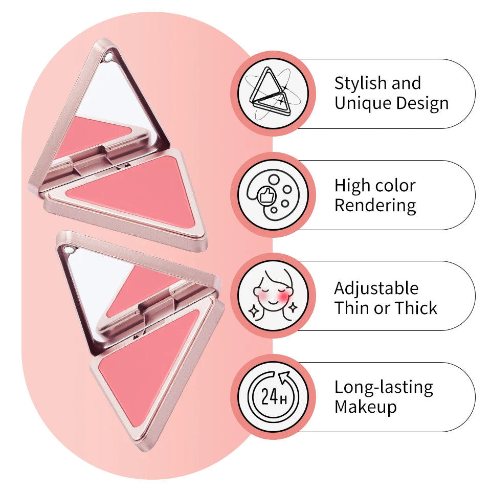 ibcccndc Triangle Cream Blush – Matte, Long-Lasting Rosy Glow Cream Blush Qst