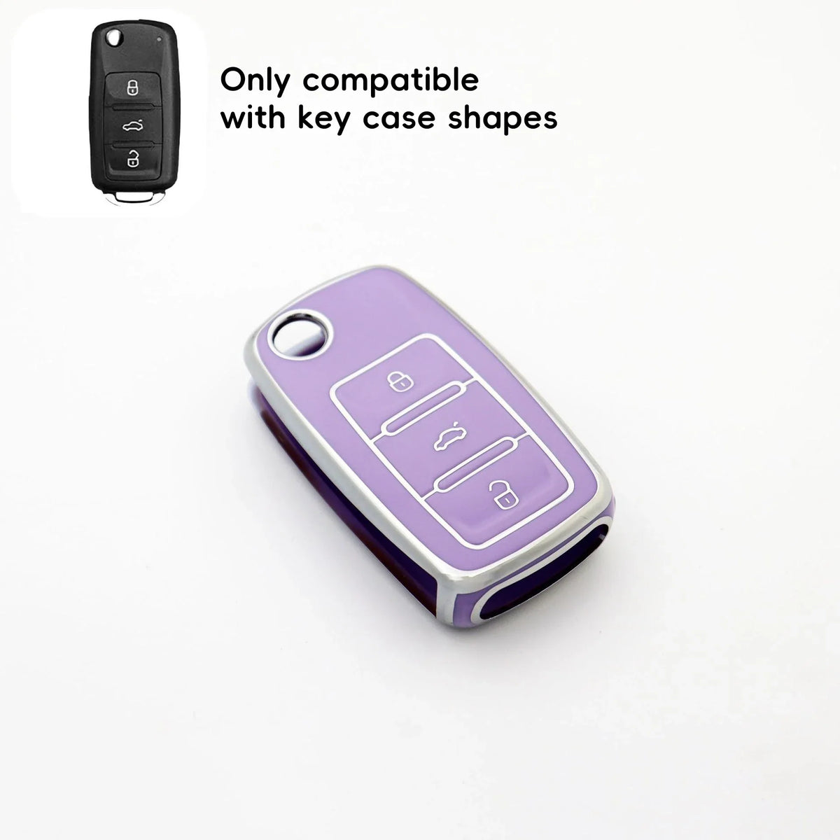 Volkswagen Soft TPU Key Fob Cover – Durable Protective Case Key Fob Cover Qme PURPLE