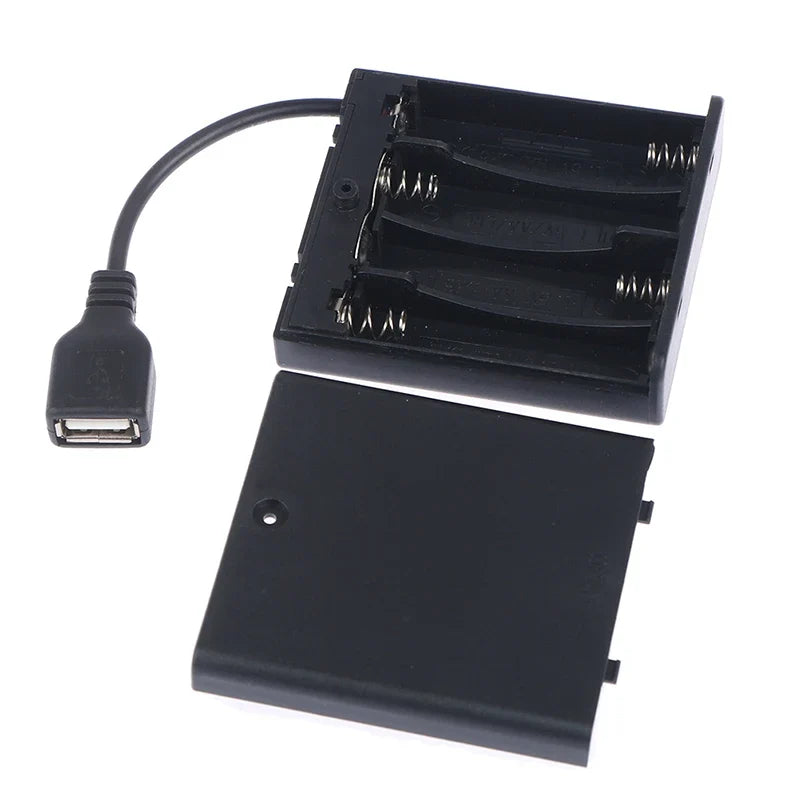 4 AA USB Battery Box 5V Mini Power Supply for LED Strip Lights USB Battery Power Supply Qme