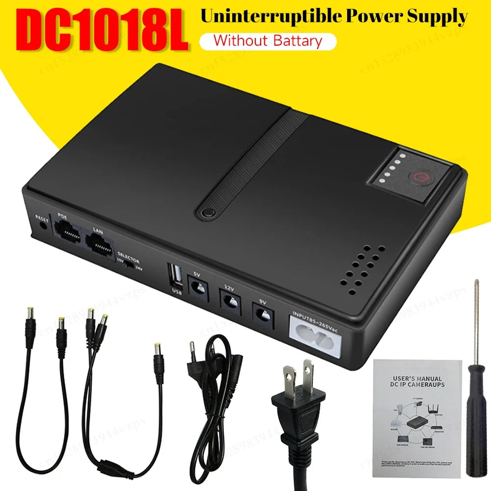 DC1018L Mini Portable UPS 10400mAh Backup Power 5V 9V 12V Mini UPS Power Supply Qme