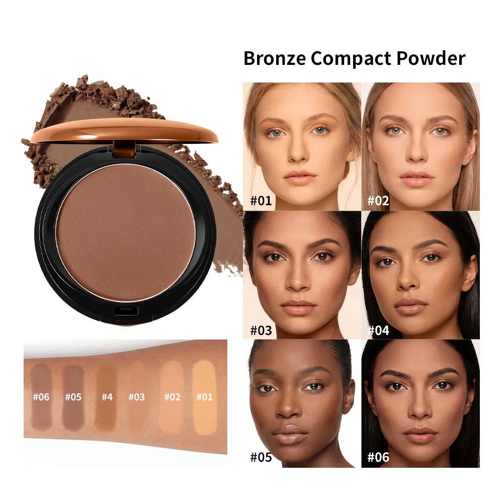 Matte Bronzing Powder – 6 Warm Shades, Buildable Contour Bronzing Powder Qst