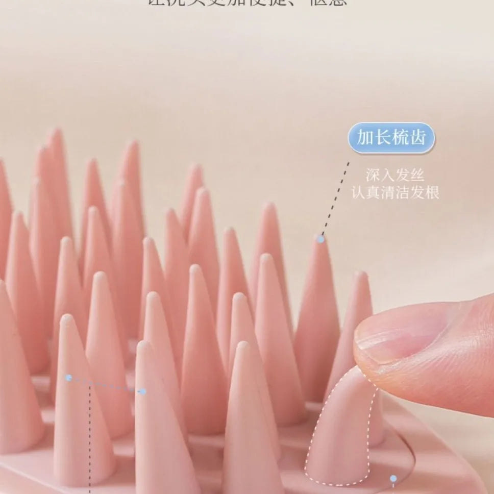 Long Handle Silicone Scalp Massage Brush – Anti-Knotting Scalp Massage Brush Qme