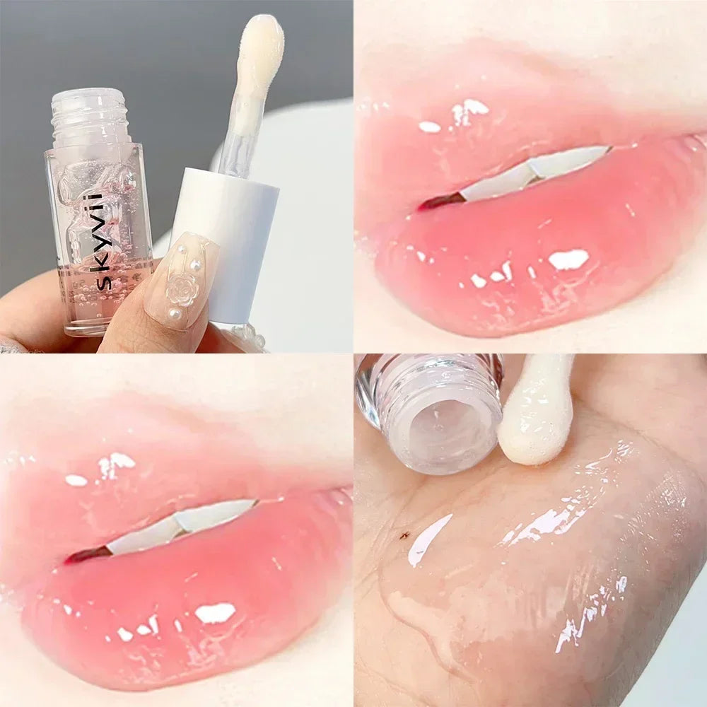 Strawberry Jelly Lip Oil Glossy Tint Glaze | Moisturizing Lip Color Tinted Lip Oil Glaze Qme 01