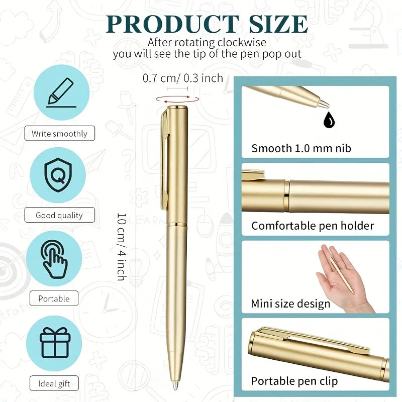 Qme Mini Ballpoint Pen – Short Black Ink Pen for Notebooks Mini Ballpoint Pen Qme