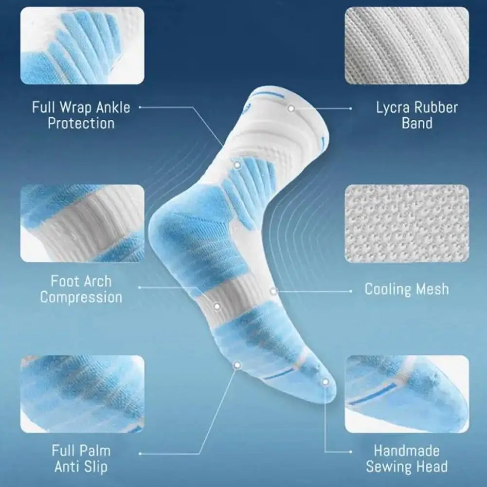Men's Basketball Terry Sole Athletic Sports Socks – Non-Slip Athletic Sports Socks Qme