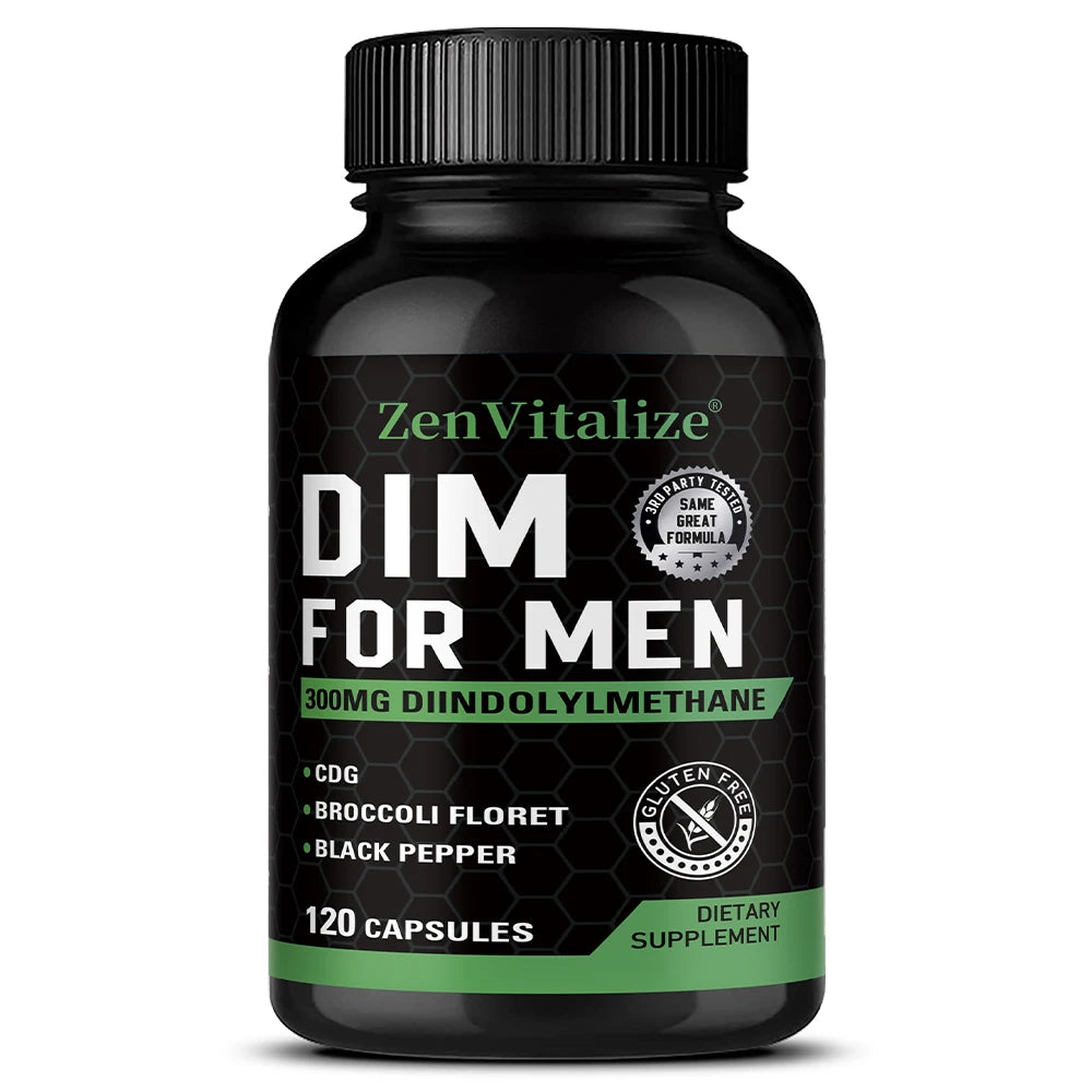 ZENVITALIZE DIM 300mg Men's Supplement – Broccoli & Black Pepper Men's Health Supplement Qst 120 count-1bottle