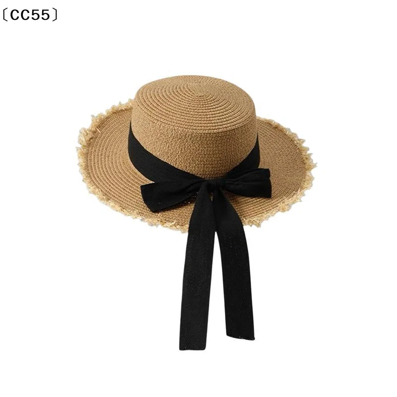 Women's Wide-Brim Straw Beach Hat – Floral Lace Bow Sun Hat Straw Sun Hat Qst