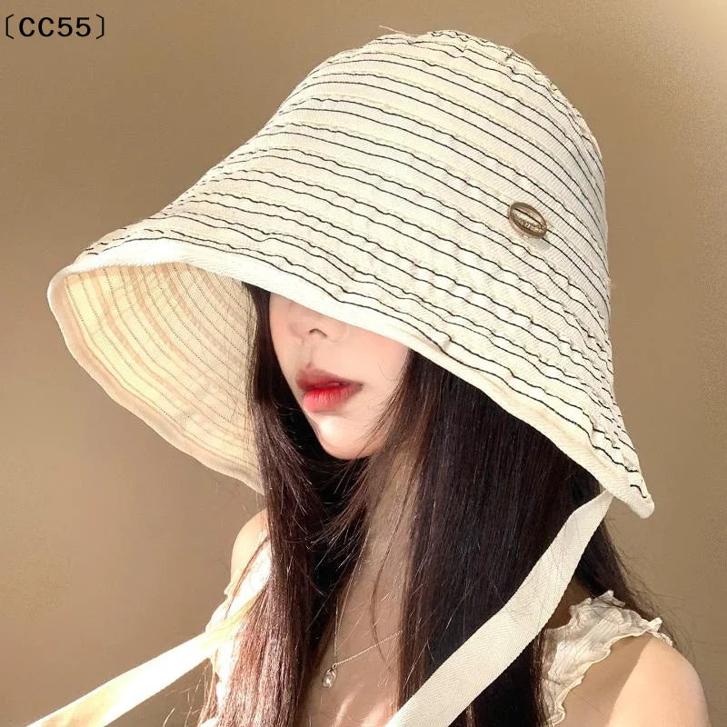 Women's Wide Brim Foldable Sun Hat – Ribbon Fisherman Style Women's Sun Hat Qst