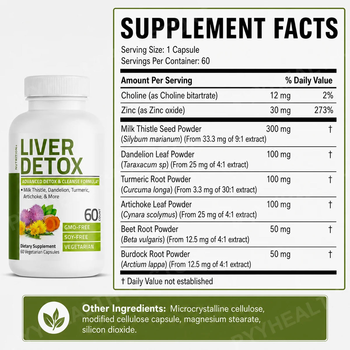 Liver Support Capsules – Milk Thistle, Turmeric & Dandelion Herbal Supplement Qst