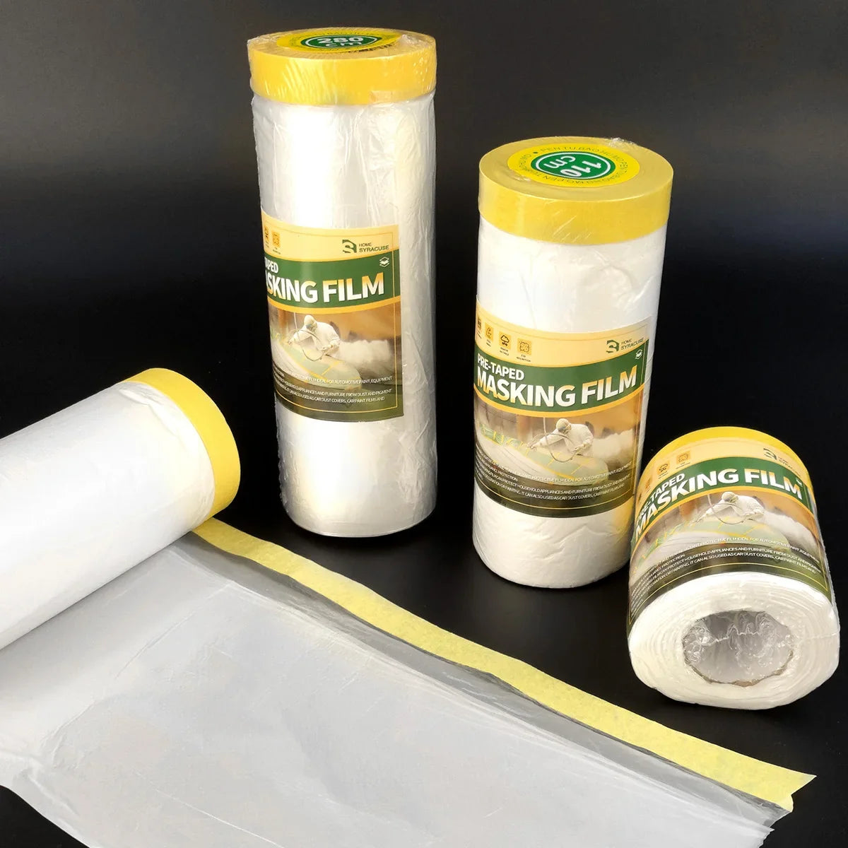 Pre-Taped Masking Film Protective Roll | 3 Widths Automotive Masking Film Qme orange 20M 280CM