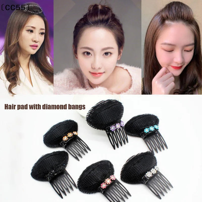 Rhinestone Fluffy Sponge Hair Clip – Volume Base Bun Pin Hair Styling Clip Qst