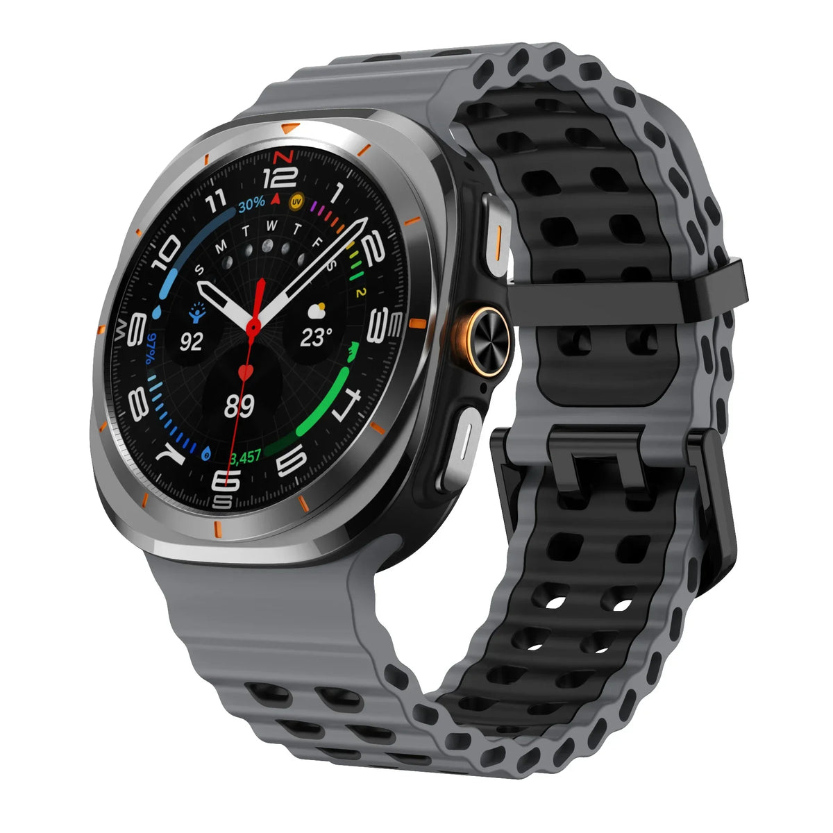 Two-Tone Silicone Sports Band – Samsung Galaxy Watch Ultra Silicone Watch Band Qme Gray Black BlackB Galaxy Watch Ultra