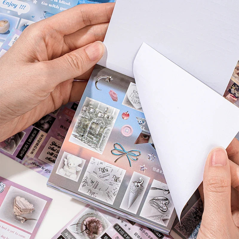 30-Sheet Cute Die-Cut Sticker Book for Journals & Scrapbooking Die-Cut Sticker Book Qme