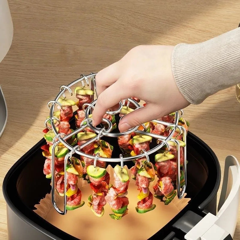 Stainless Steel Vertical Grill Rack & Detachable BBQ Skewer BBQ Skewer Rack Qme