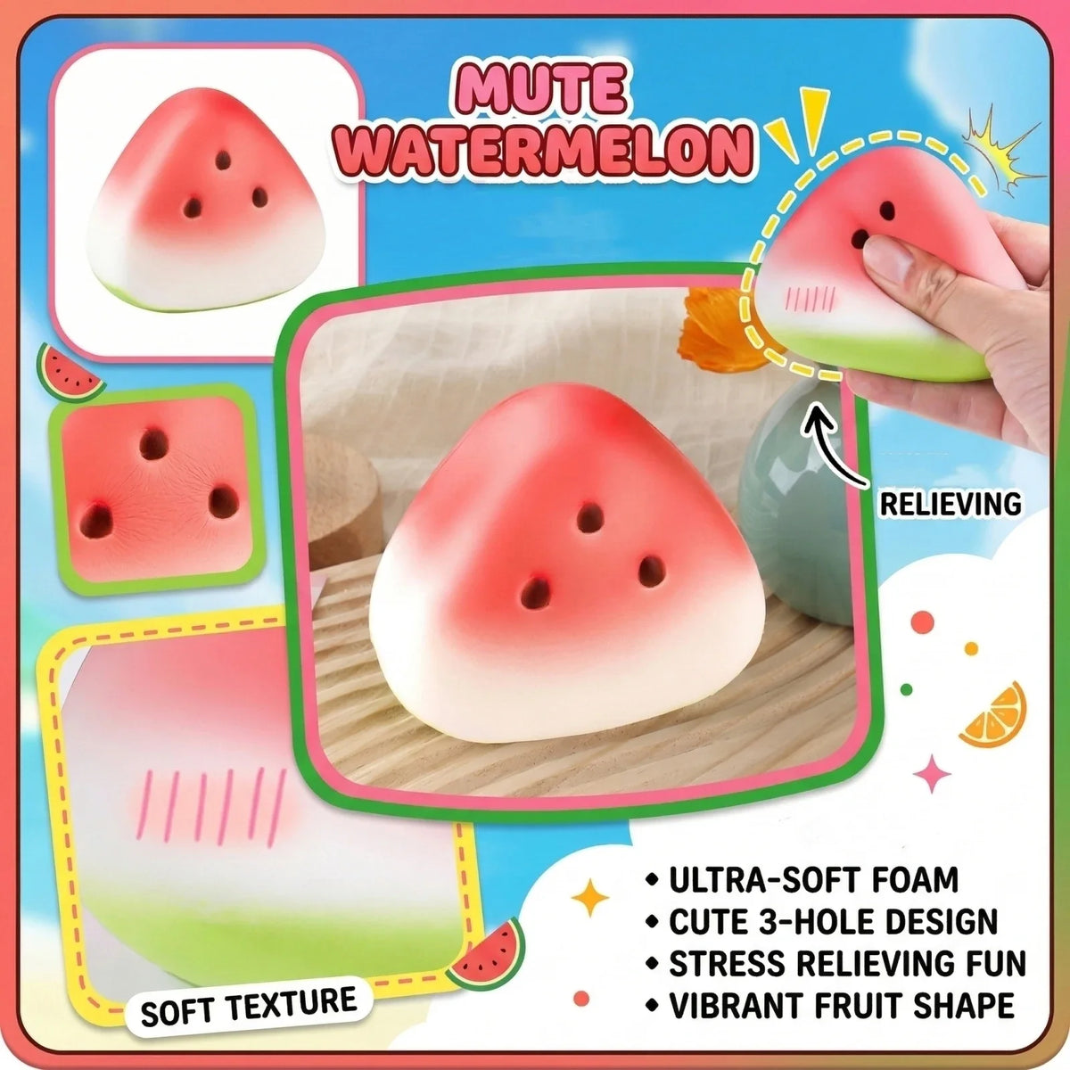 Watermelon Slow Rising Squishy Fidget Sensory Toy | Qme Squishy Sensory Toy Qme as shown One Size