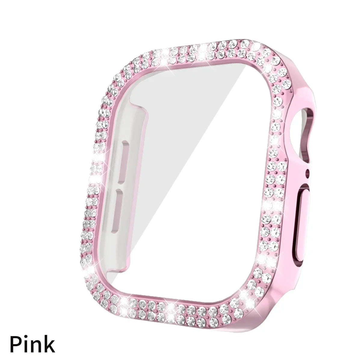 Apple Watch Series 10 Bling Diamond Bumper & Screen Protector Smartwatch Case Qme Pink For serise 10 46mm