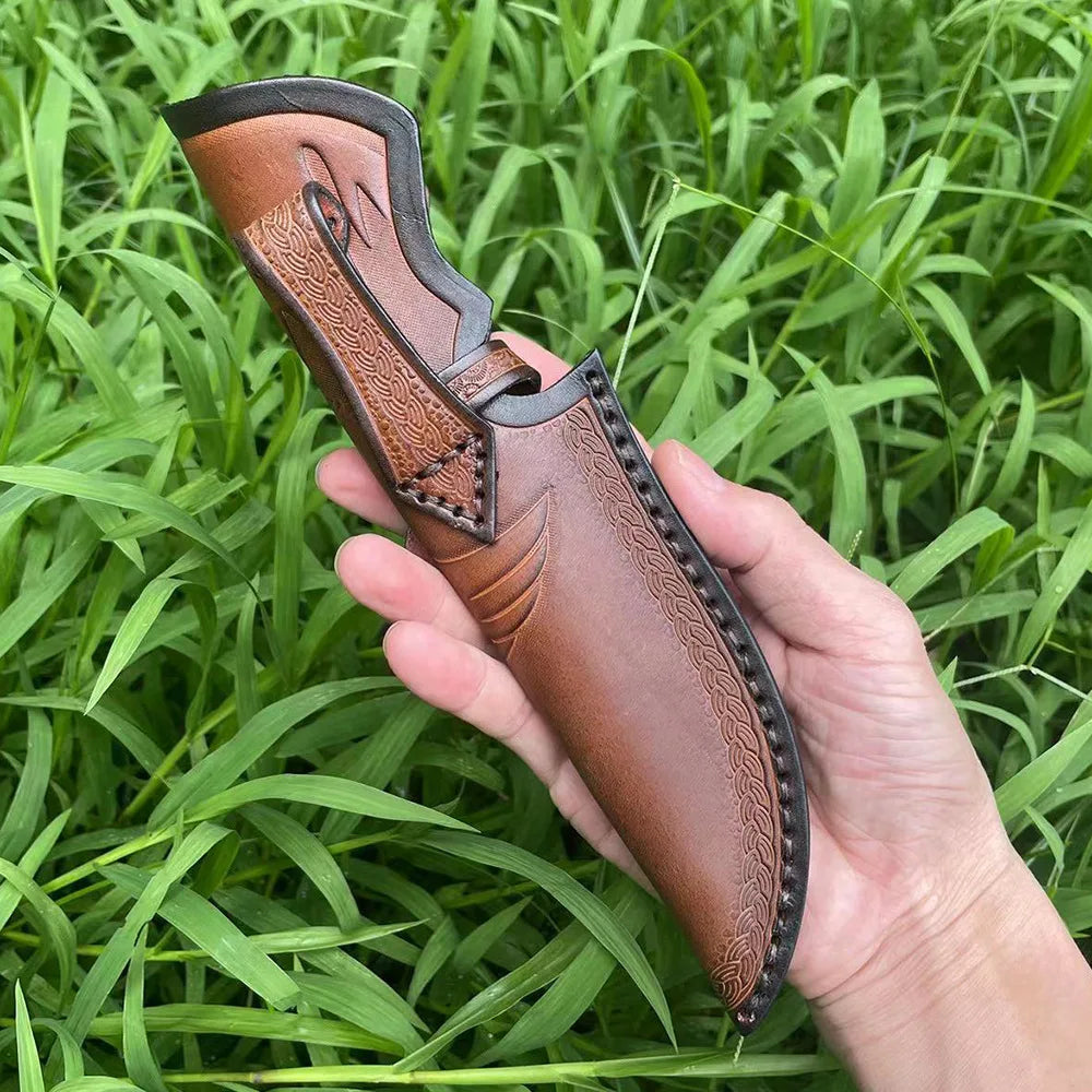 Swayboo Leather Fixed Blade Knife Scabbard with Belt Buckle Leather Knife Scabbard Qst