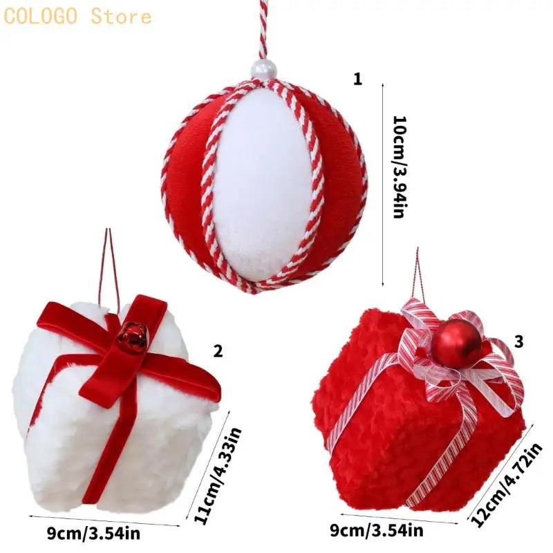 Soft Velvety Christmas Tree Hanging Ornaments | 3 Colors Christmas Tree Ornament Qme