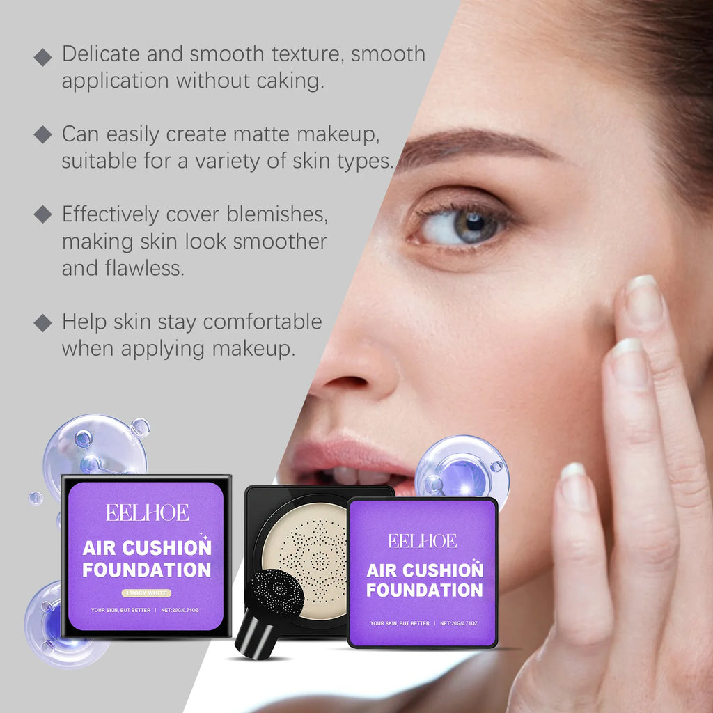 EELHOE Mushroom Head Air Cushion Foundation – Full Coverage Air Cushion Foundation Qst