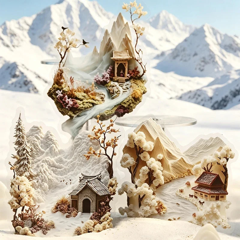 Fairy Tale House Scenery Stickers – Multi-Scene Collage Kit Craft Sticker Sheet Qme