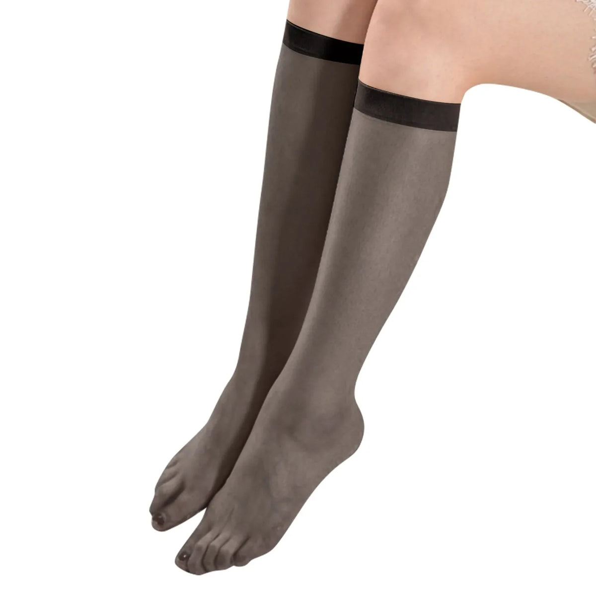 Women's Mesh Mid-Calf Socks – Sheer Solid Stockings, 5 Colors Mesh Mid-Calf Socks Qme Black One Size