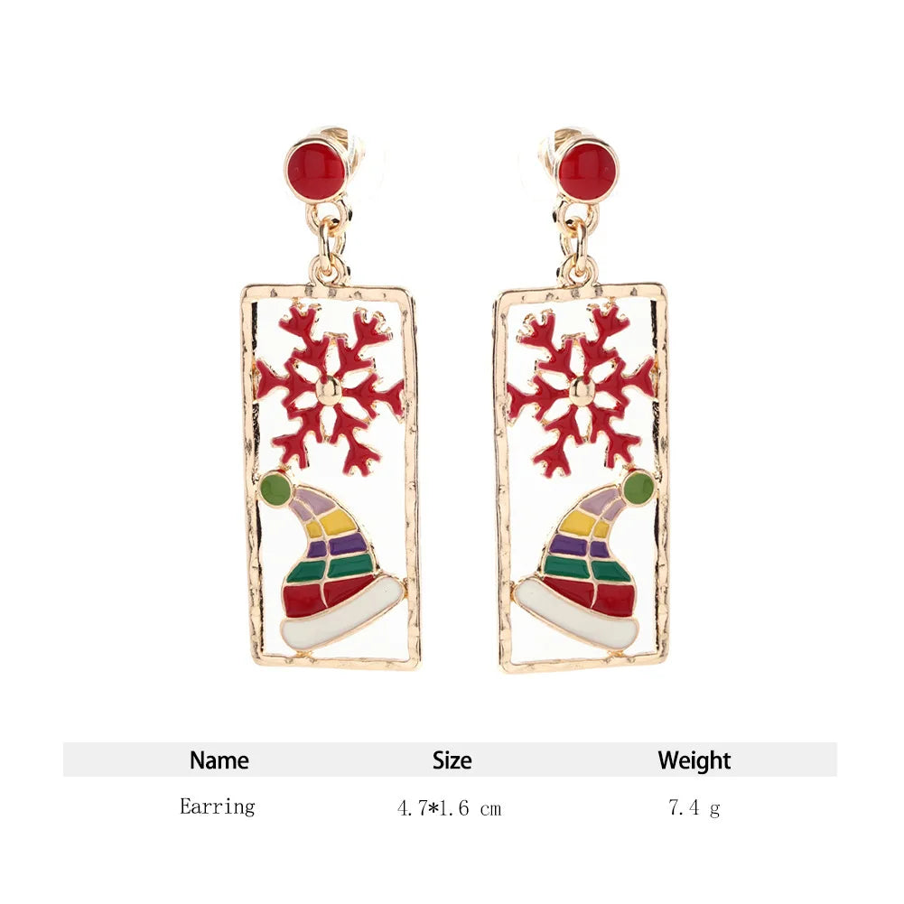 Christmas Snowflake & Hat Tassel Dangle Earrings | 5 Colors Dangle Earrings Qme