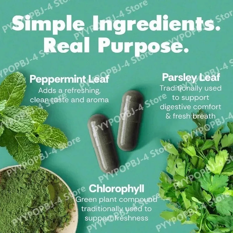 Chlorophyll Capsules Parsley & Peppermint | Vegan 30ct Herbal Supplement Qst