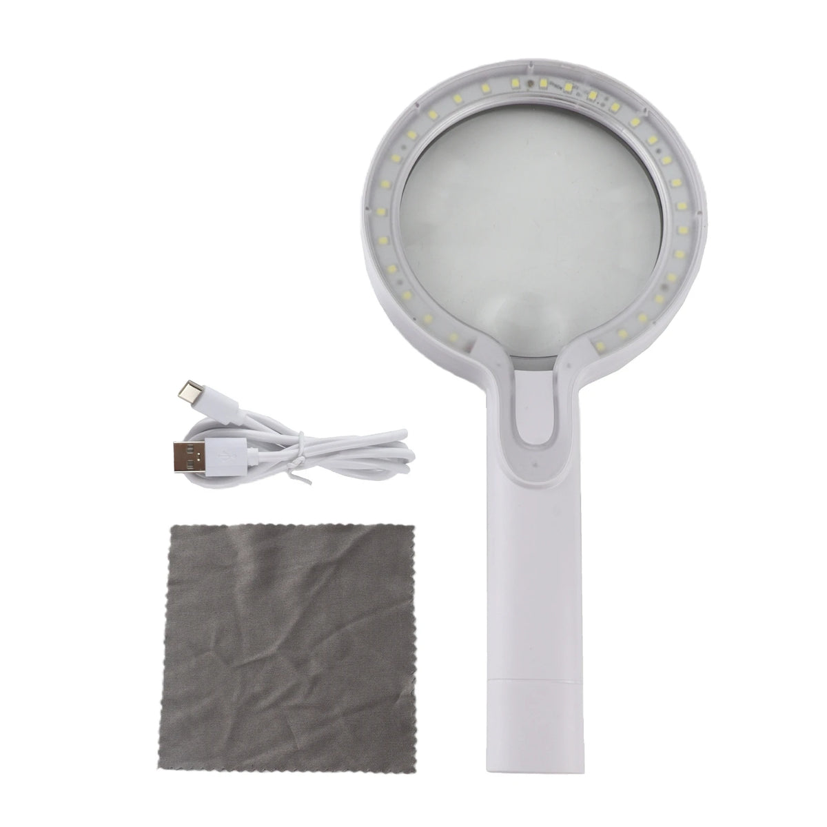 Double Lens Handheld Magnifier 5X & 10X with 29 LED Lights LED Magnifying Glass Qst grey