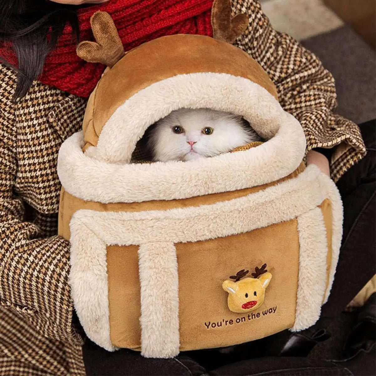 Pet Plush Elk Backpack – Cat & Puppy Carrying Bag | Qme Pet Carrier Backpack Qme