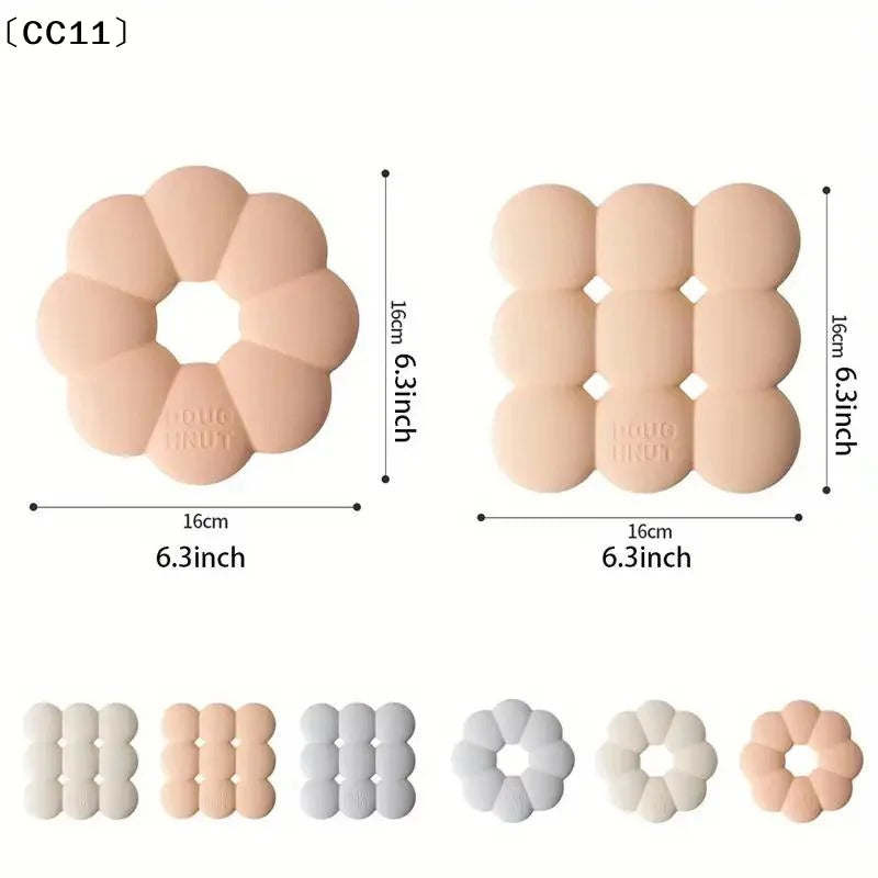 Donut Shape Silicone Pot Mat & Heat Resistant Coaster | 2 Sizes Silicone Coaster Mat Qme