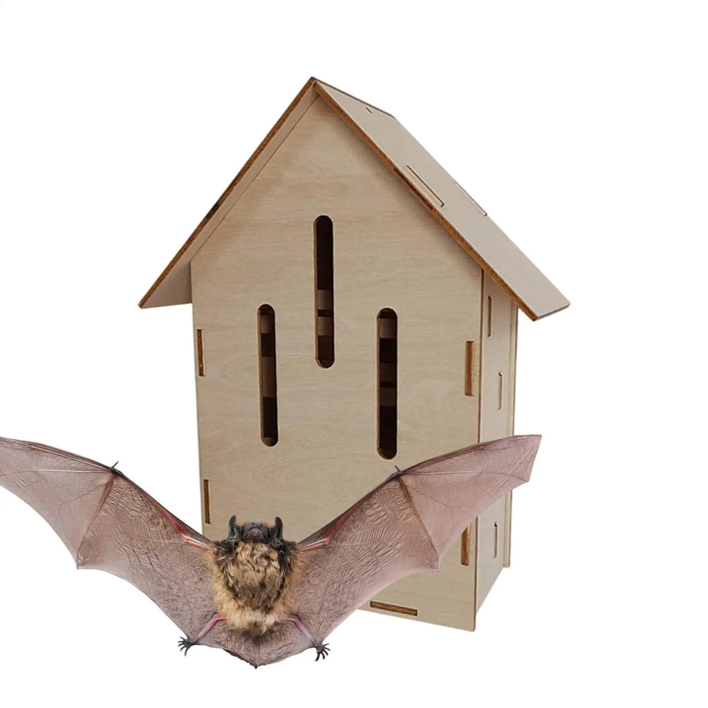 Wooden Bat House – Outdoor Wildlife Habitat for Garden & Yard Bat House Qst
